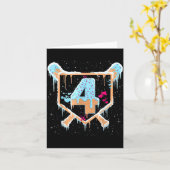 Carte Baseball 4 Year Old Ice Cream Drip 4th Birthday Bo (Fleur jaune)