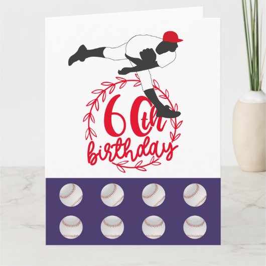 Carte Baseball 60e anniversaire avec joueur (Devant)