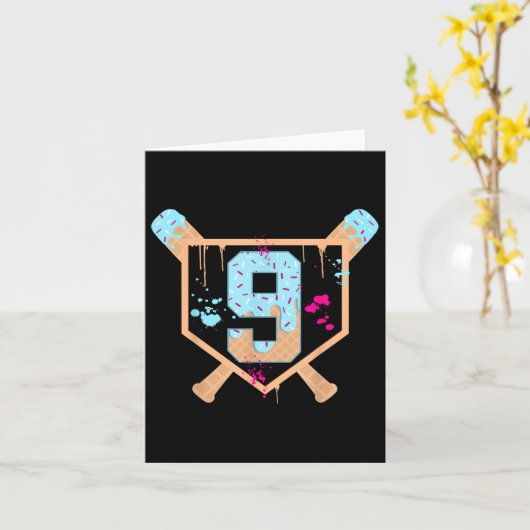 Carte Baseball 9 année Old Ice Cream Driam 9th Birthday (Fleur jaune)