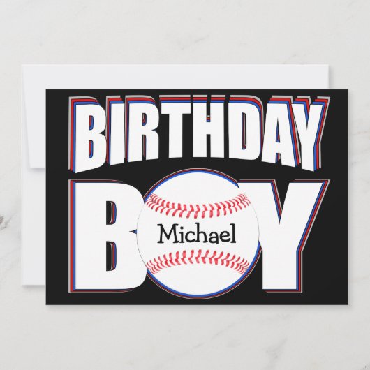 Carte Baseball Anniversaire Garçon Custom Baseball Nom d (Devant)
