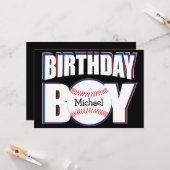 Carte Baseball Anniversaire Garçon Custom Baseball Nom d (Devant/Arrière en situation)