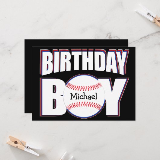 Carte Baseball Anniversaire Garçon Custom Baseball Nom d (Devant/Arrière en situation)