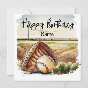 Carte Baseball avec balle et terrain Anniversaire