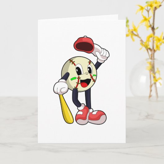 Carte Baseball avec batte de baseball (Fleur jaune)