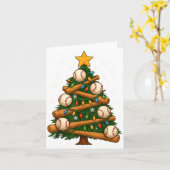 Carte Baseball Bat Christmas Tree Lights Holiday Design (Fleur jaune)