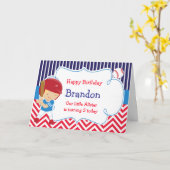 Carte Baseball Cute Blonde Boy Anniversaire (Fleur jaune)