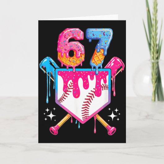 Carte Baseball Drip Number 67 Player Or 67th Birthday (Devant)