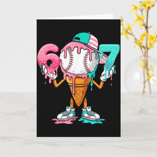 Carte Baseball Drip Number 67 Player Or 67th Birthday (Fleur jaune)