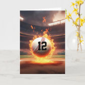 Carte Baseball enflammé pour un 12e anniversaire (Fleur jaune)