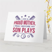 Carte Baseball Fier Mère Je Prie Avant Que Mon Fils Ne J (Fleur jaune)