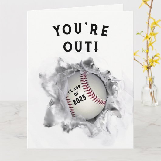 Carte baseball graduation (Fleur jaune)