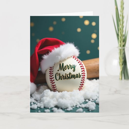 Carte Baseball Holiday Merry Christmas Card (Devant)