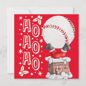 Carte Baseball Joyeux Noël avec le Père Noël en rouge (Devant)