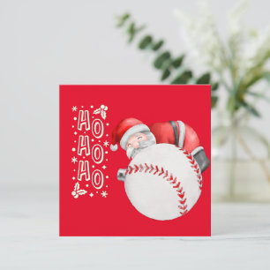 Carte Baseball Joyeux Noël avec le Père Noël en rouge