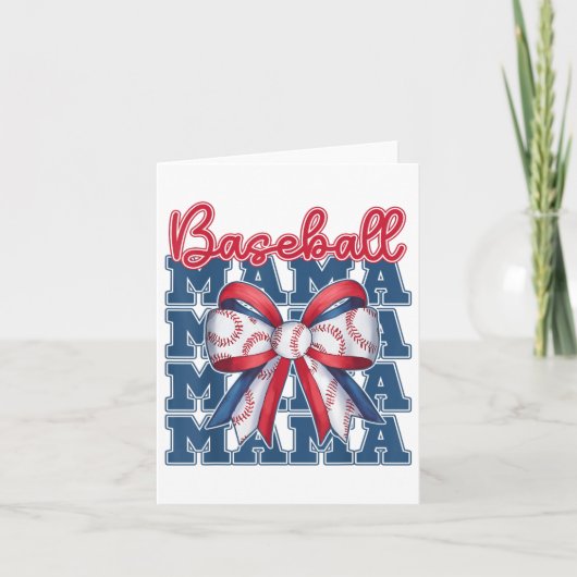 Carte Baseball Mama Coquette Bow Sport Maman Fête des mè (Devant)