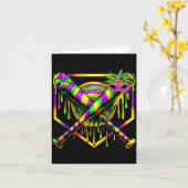 Carte Baseball Mardi Gras Carnival Party Mask Ice Cream  (Fleur jaune)
