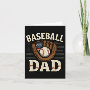 Carte Baseball Papa Fête des pères Américain Drapeau Hom