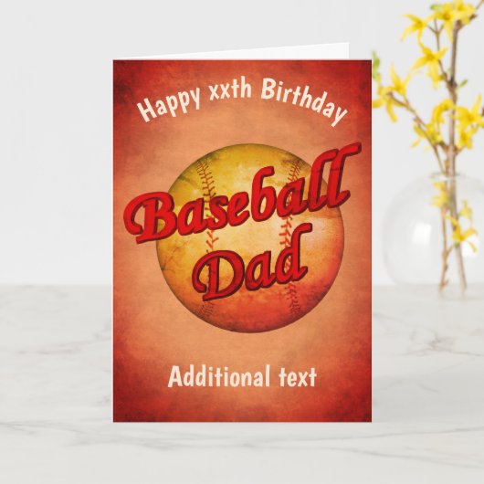 Carte Baseball Papa mignon Anniversaire (Fleur jaune)
