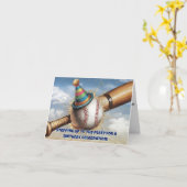 Carte baseball portant le casquette d'anniversaire devan (Fleur jaune)