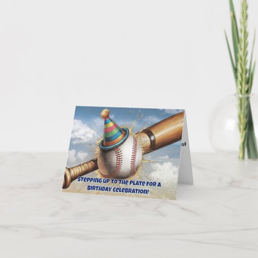 Carte baseball portant le casquette d'anniversaire devan (Devant)