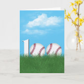 Carte Baseball pour 100e anniversaire dans de l'herbe ve (Fleur jaune)