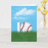 Carte Baseball pour 10e anniversaire dans l'herbe verte (Fleur jaune)