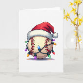 Carte Baseball Santa Hat Holiday Lights (Fleur jaune)
