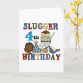 Carte Baseball Slugger 4e anniversaire (Fleur jaune)