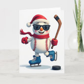Carte Baseball Snowman Greeting Card (Devant)