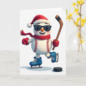 Carte Baseball Snowman Greeting Card (Fleur jaune)