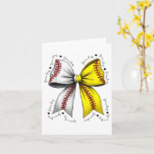 Carte Baseball Softball Bow, Coquette Baseball Maman Mam (Fleur jaune)