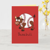 Carte Basebull - Funny Baseball Bull Card (Fleur jaune)