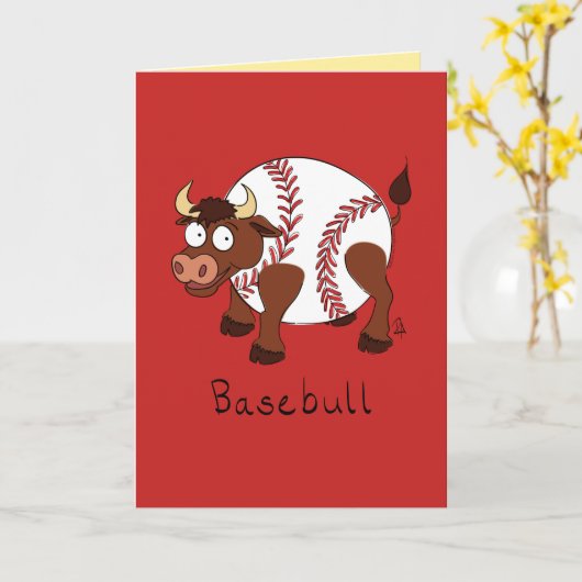 Carte Basebull - Funny Baseball Bull Card (Fleur jaune)