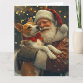 Carte Basenji avec Noël Festif du Père Noël (Devant)
