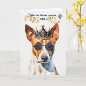 Carte Basenji Chien King pour une journée d'anniversaire (Fleur jaune)