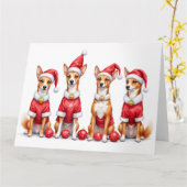 Carte Basenji Christmas Dress Santa Hat (Fleur jaune)