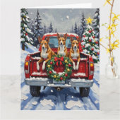 Carte Basenji Christmas Red Truck Holiday (Fleur jaune)