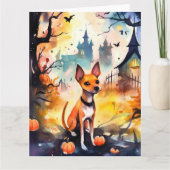 Carte Basenji Halloween Avec Citrouilles Effrayant (Devant)