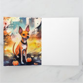 Carte Basenji Halloween Avec Citrouilles Épouvantable  (Intérieur)