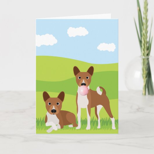 Carte Basenji Hound Chien Animal Buble Gum (Devant)