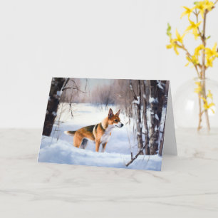 Carte Basenji Laisser neiger Noël
