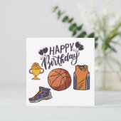 Carte Basket avec Joyeux anniversaire sur arrière - plan (Debout devant)