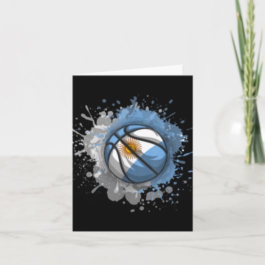 Carte Basket-ball avec drapeau de l'Argentine (Devant)