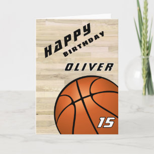 Carte Basket Ball Bois Plancher Sports Joyeux Anniversai