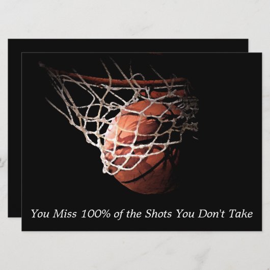 Carte Basket-ball de devis motivationnel (Devant / Derrière)