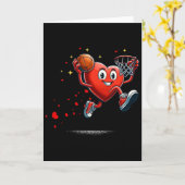 Carte Basket-ball de la Saint-Valentin avec dunking en f (Fleur jaune)