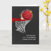 Carte Basket-ball et Net, Anniversaire (Fleur jaune)