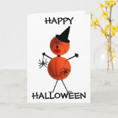 Carte Basket-ball heureux de Halloween (Fleur jaune)