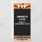Carte Basket-ball Orange Black Anniversaire VIP Pass (Dos)