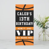 Carte Basket-ball Orange Black Anniversaire VIP Pass (Debout devant)